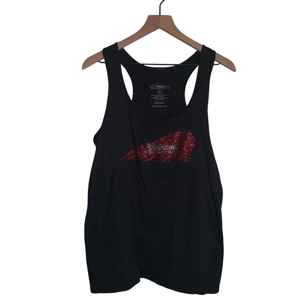 INDIAN MOTORCYCLE Rhinestone black motorcycle biker racerback tank XL